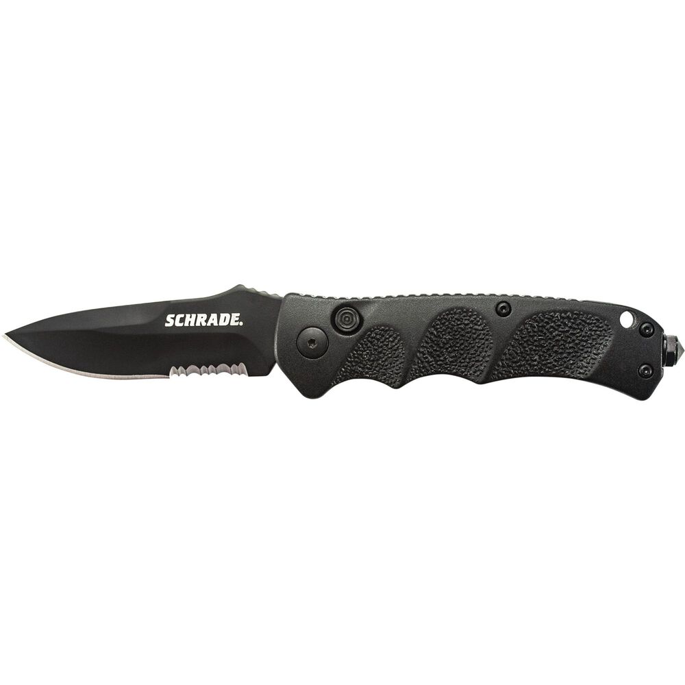 Schrade Push Button Lock Folding Knife Serrated Drop Point Blade