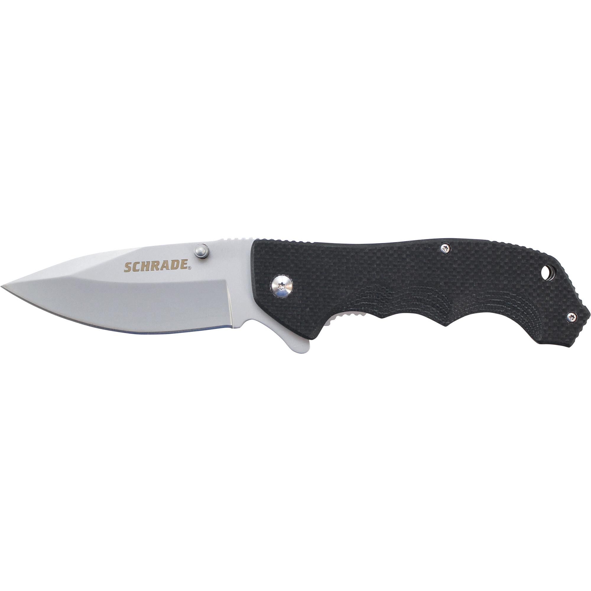 Schrade Liner Lock Folding Knife Drop Point Blade G10 Handle Schrade