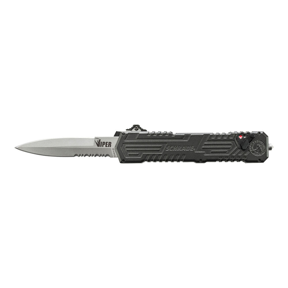 Schrade Viper Out the Front Assisted Opening Knife Serrated Spear Point Blade Aluminum Handle