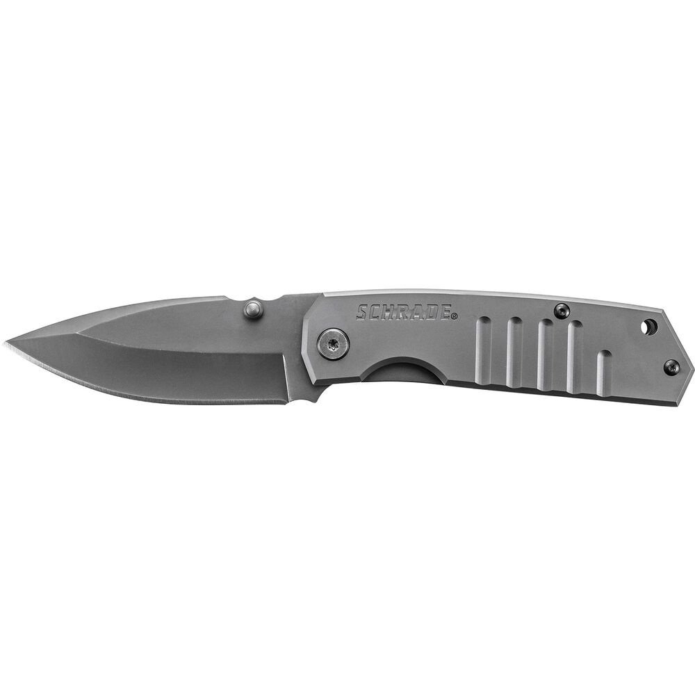 Schrade Frame Lock Folding Knife Drop Point Blade Steel Handle